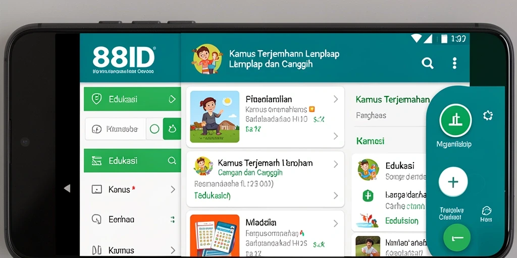Tampilan antarmuka utama aplikasi 88ID yang menampilkan fungsi penerjemahan.