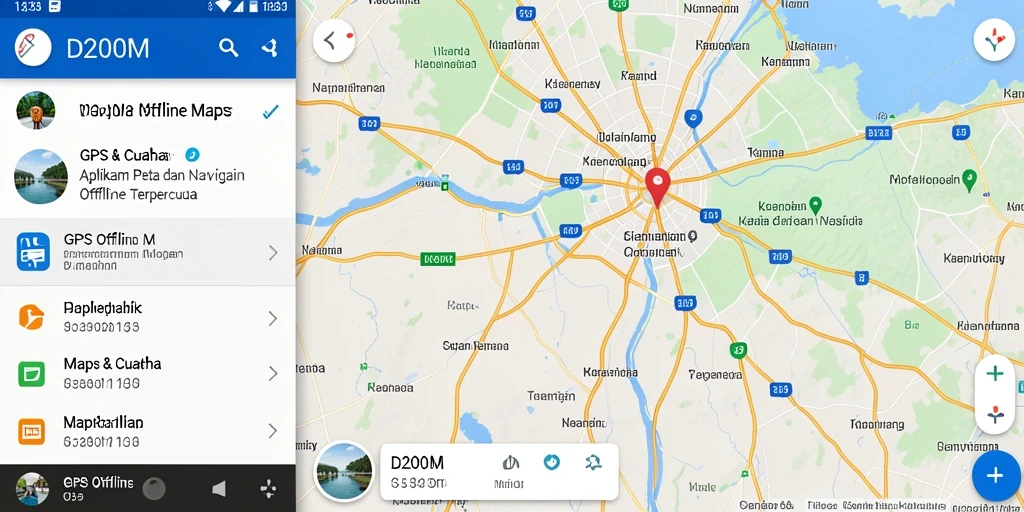 Antarmuka D200M yang intuitif untuk navigasi offline.