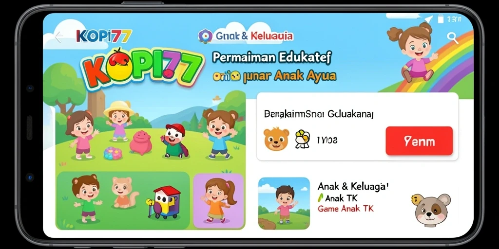 Tampilan antarmuka KOPI77 yang ceria dan ramah anak.