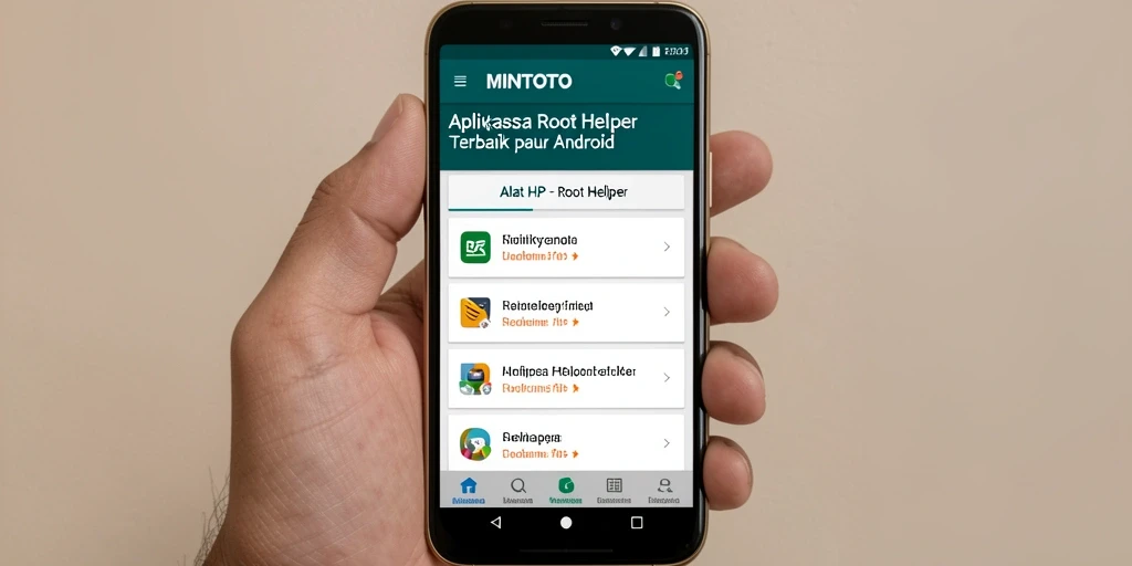 Antarmuka utama aplikasi MINTOTO yang menawan dan fungsional untuk Root Helper.
