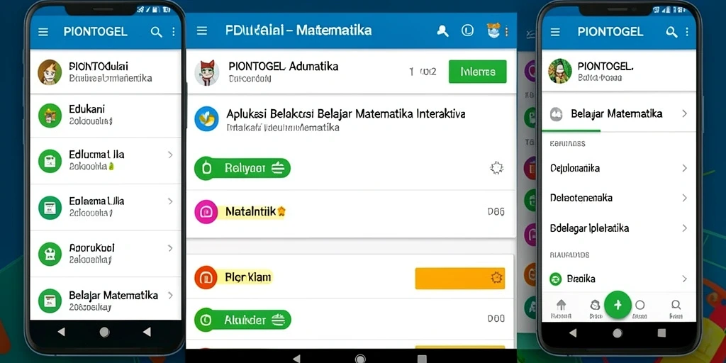 Antarmuka aplikasi PIONTOGEL yang ramah pengguna untuk belajar matematika.