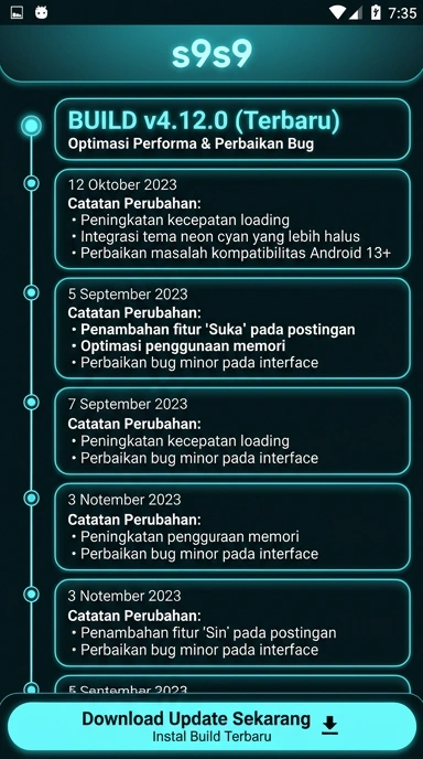 Riwayat Versi s9s9 untuk Pengguna Android